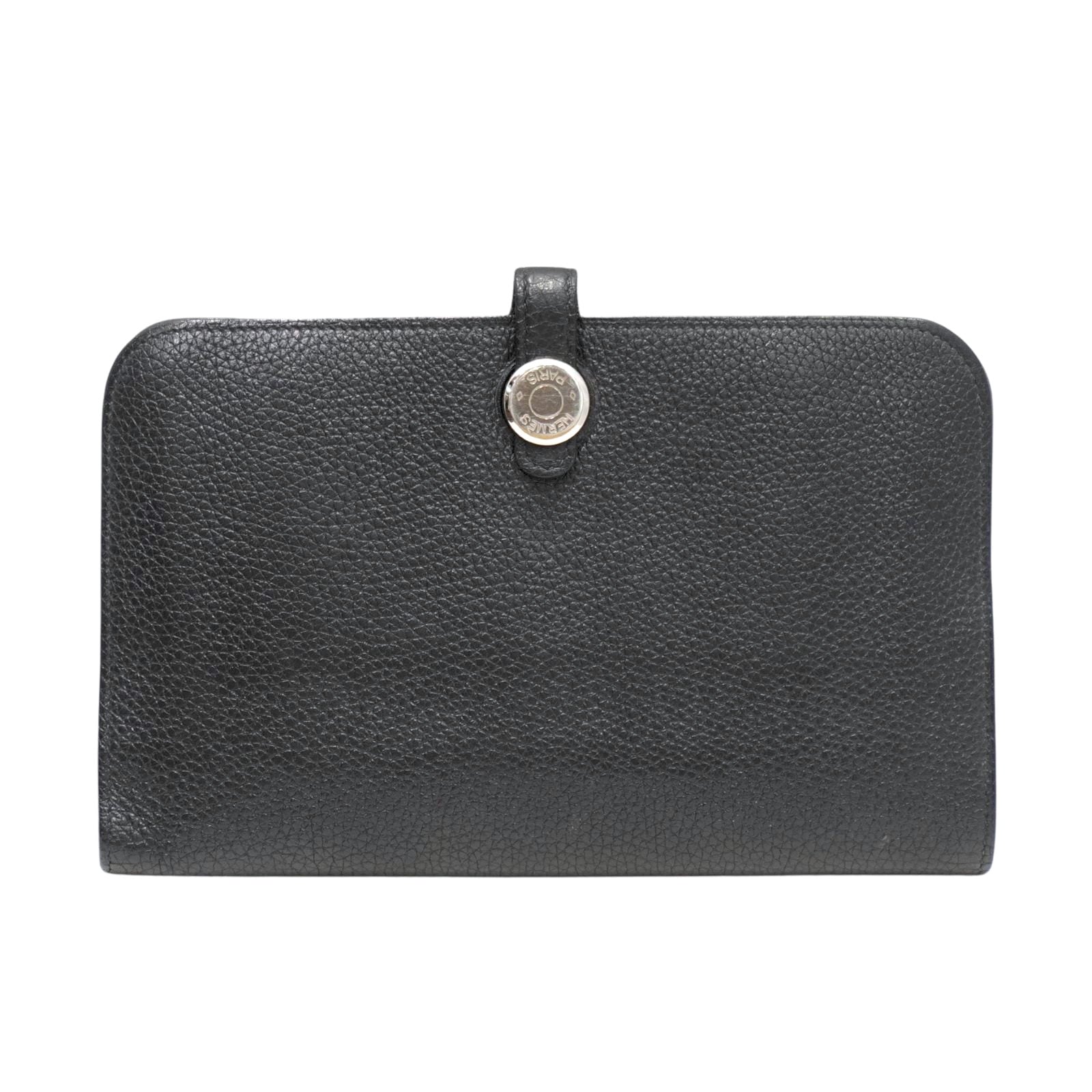HERMES （エルメス) ドゴンGM 長財布 ブラック(SV金具) トリヨン □Q