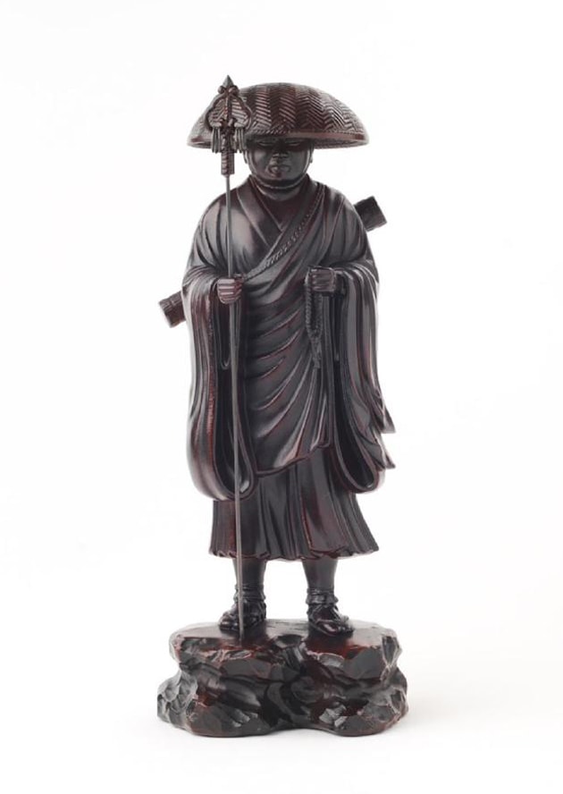 仏像】弘法大師（空海） - 総高24cm 茶彩色 高岡銅器 | 日本の手技