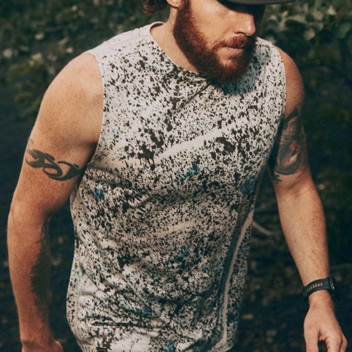 charbon / REDA WOOL SPLASH DYE SLEEVELESS T-SHIRTS GRY×BLK