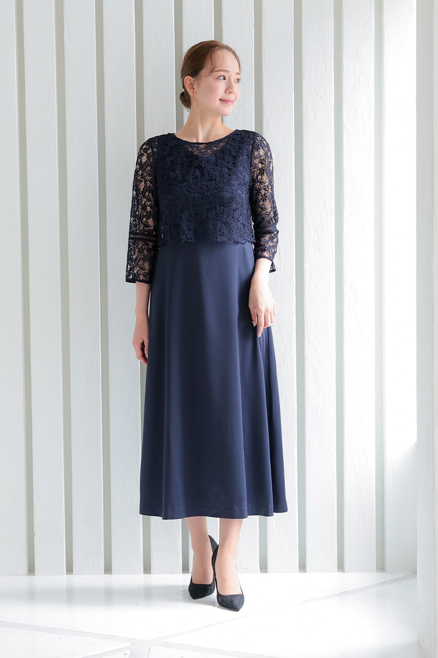 ボレロセット2WAY Aラインドレス ネイビー｜結婚式のパーティードレス