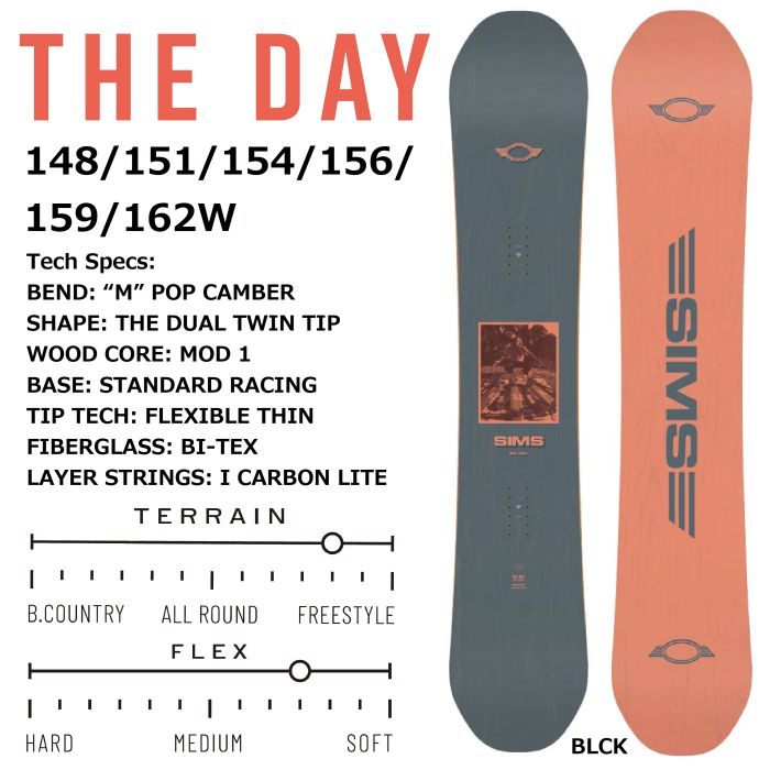 22-23 SIMS シムス THE DAY Mポップキャンバー デュアルツインチップ