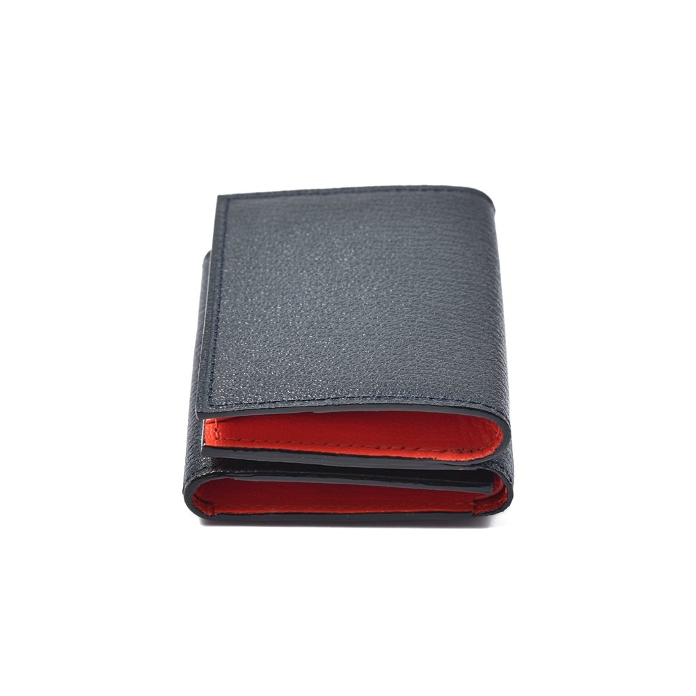 L'arcobaleno ラルコバレーノ 三つ折り ミニウォレット NAVY×ORANGE