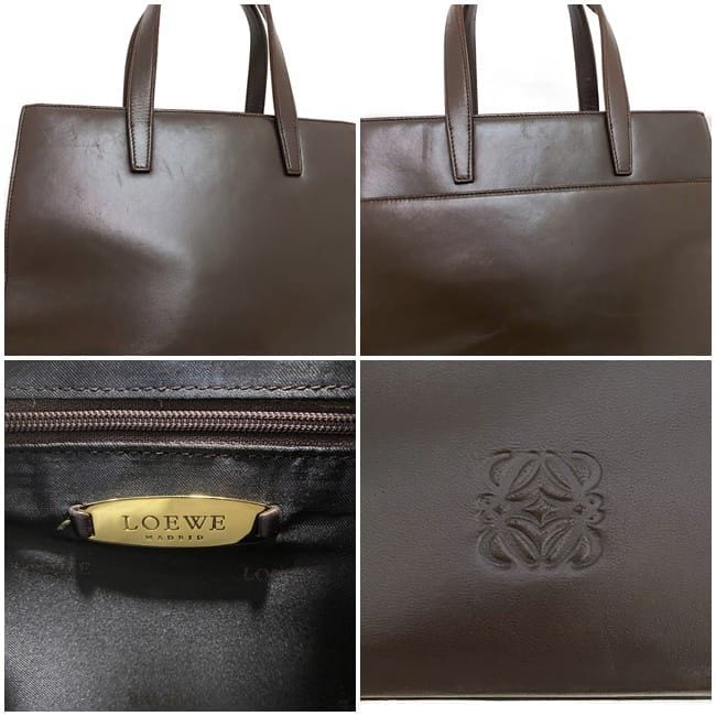 ロエベ 2way バッグ ブラウン アナグラム 美品 ハンドバッグ ナッパ