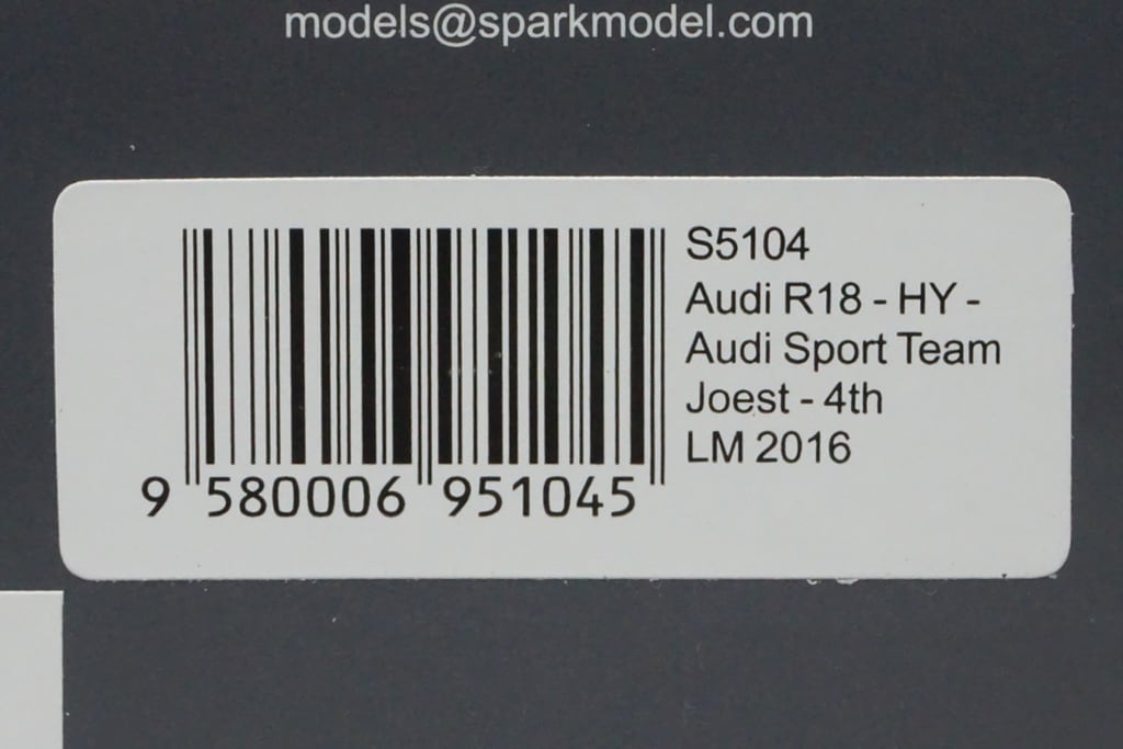 1/43 スパーク S5104 アウディ R18 4th LM 2016 #7, Boost Gear