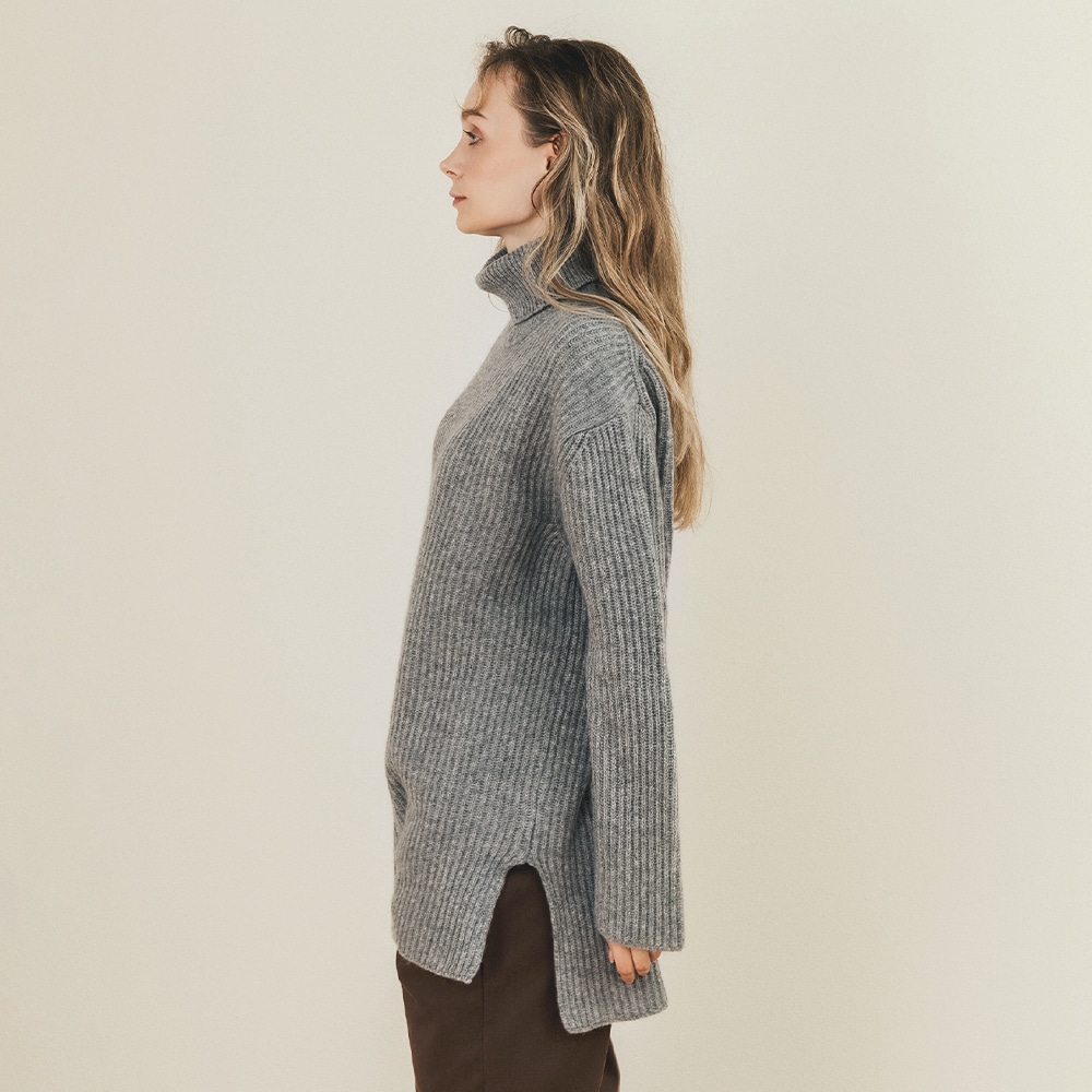 カシミヤ100％ 両畦チュニック | Item,Knit | FUKAKINET