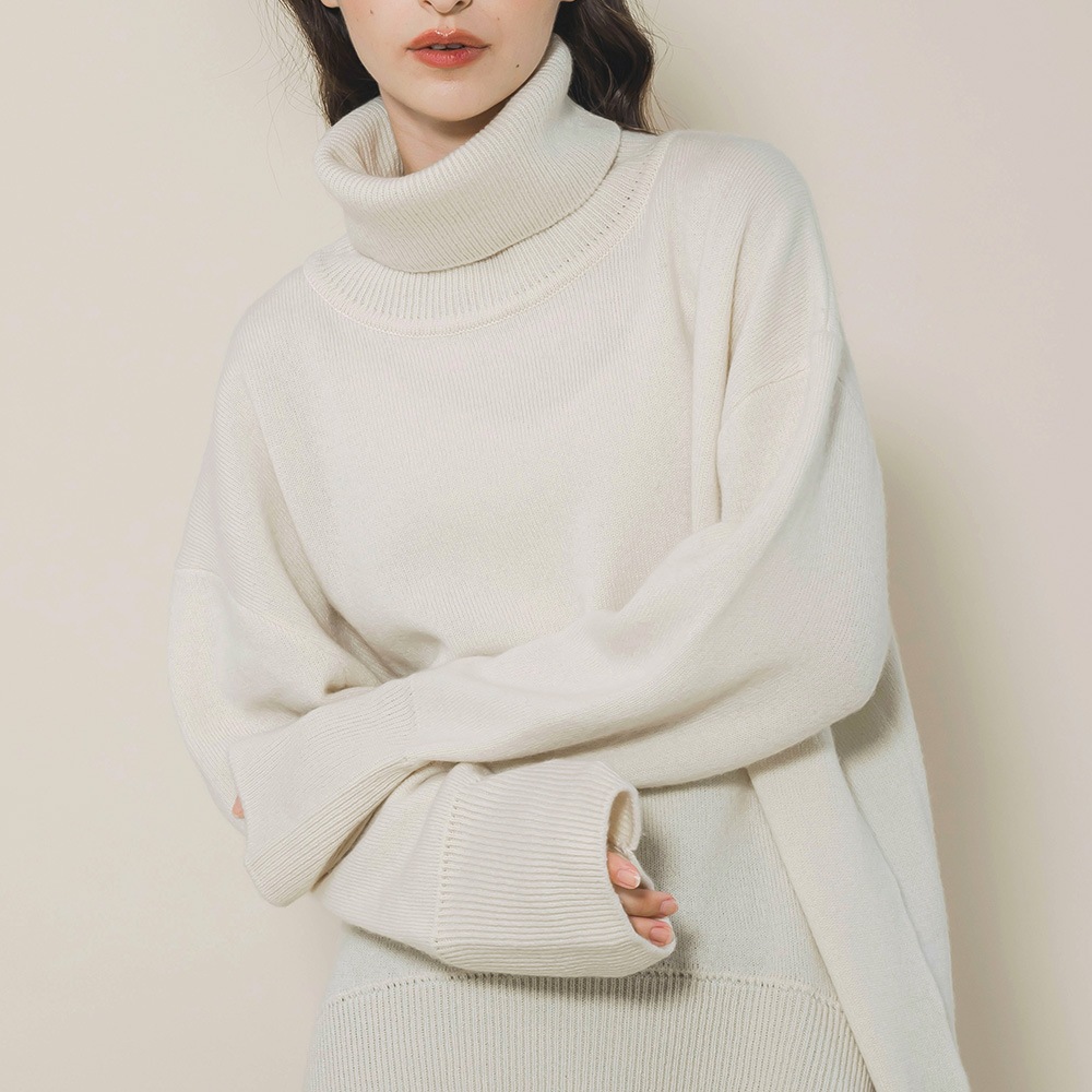カシミヤ100％ Wフェイスオフタートルネック | Women's Knit | FUKAKINET