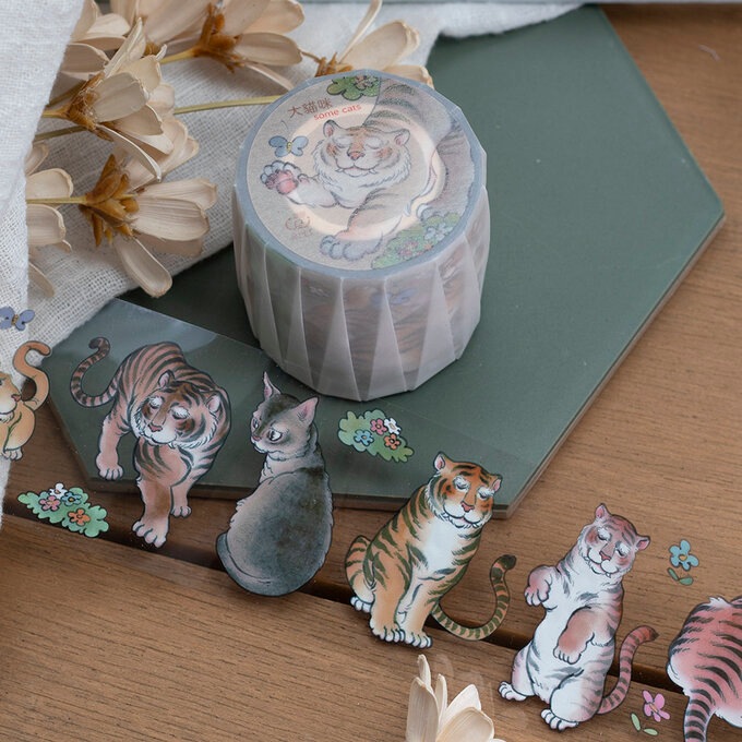 樂意Loidesign]Some Cats 2022年虎年限量版 虎&花柄 クリアPETテープ