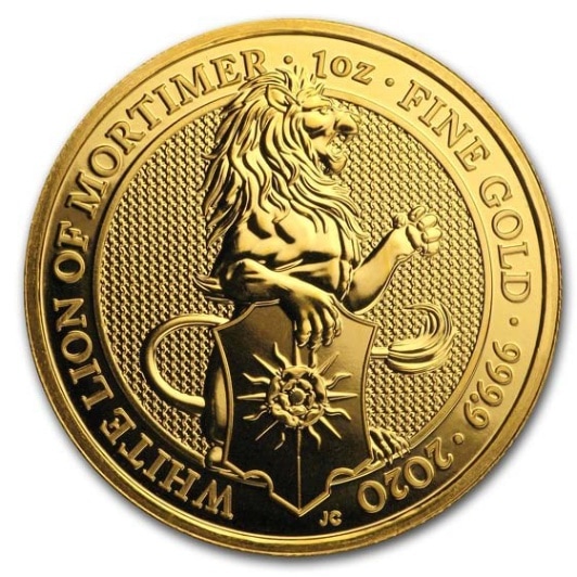 英国 クイーンズビースト：モーティマー ホワイトライオン金貨 1オンス