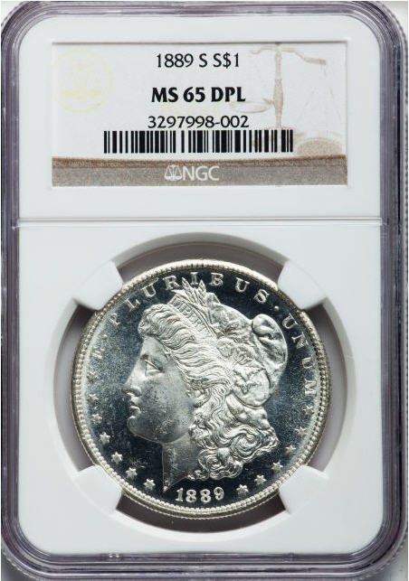 アンティークコイン アメリカ 1ドル モルガン銀貨1889-S ＄1 MS65 Deep