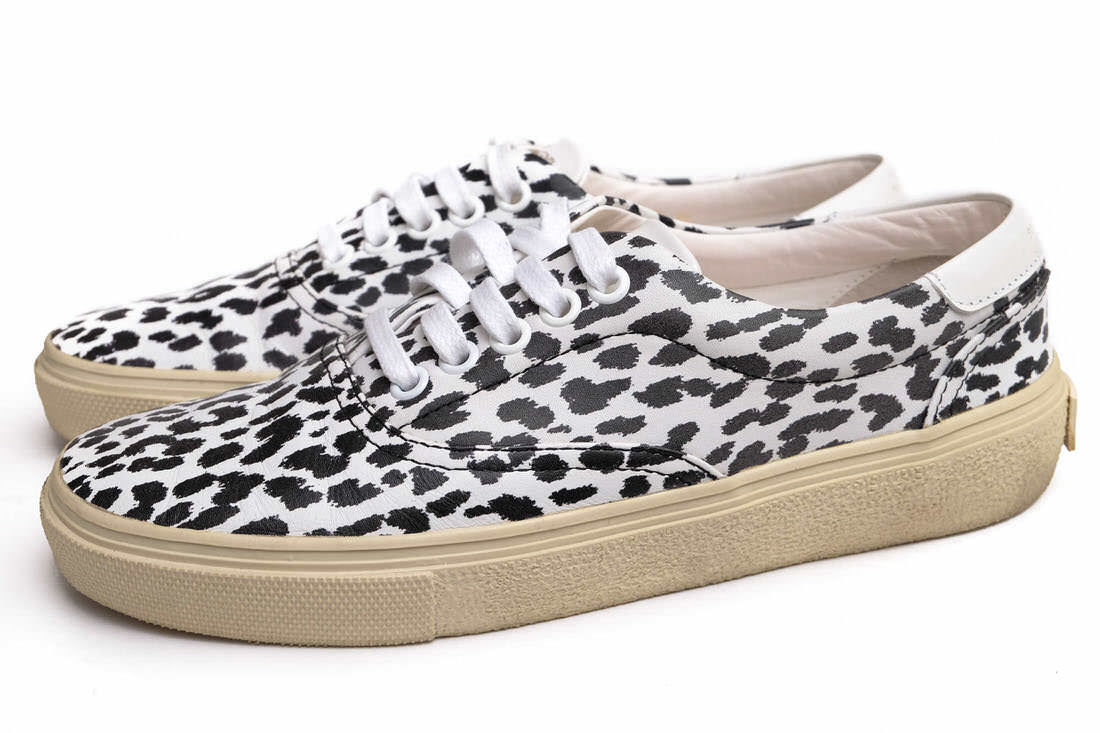 YVES SAINT LAURENT SKATE LACE UP SNEAKER IN Lipstick White And