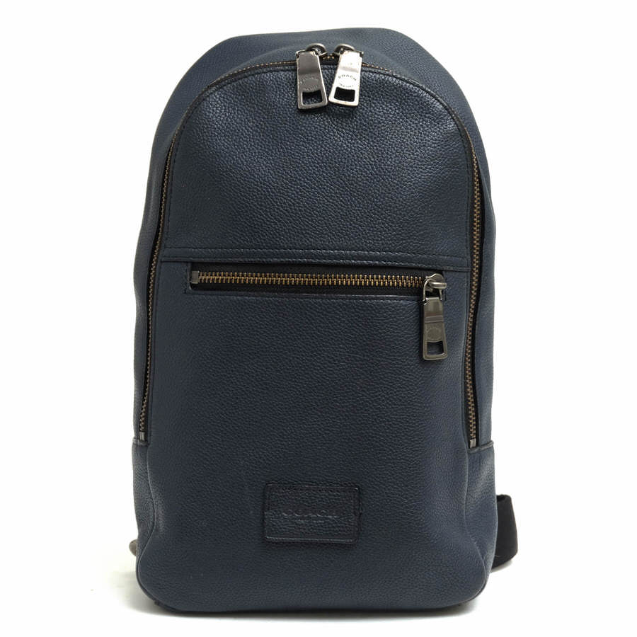 い*き様 COACH コーチ レザー ボディバッグ ミッドナイトブルー い*き
