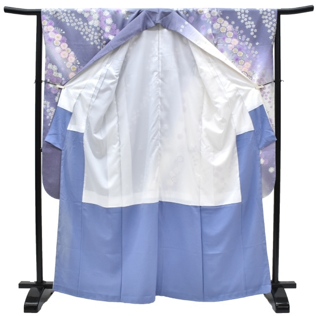 10%OFF☆P10倍／振袖 正絹 長襦袢 2点セット 花文様 仕立上り 淡紫 LL