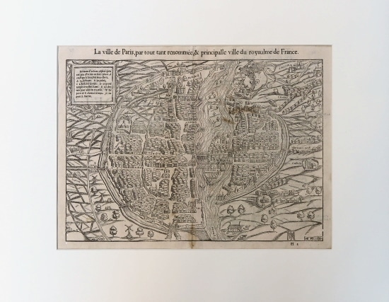 パリ鳥瞰図 セバスチャン・ムンスター 1550年 | 古版画,古地図