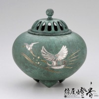 香炉/香器『高岡銅器【鉄鉢形香炉/獅子蓋/古手色】銅製[空薫用]』竹中