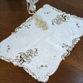 フランスアンティークイニシャル刺繍の美しいシーツ192×275cm ge-987の