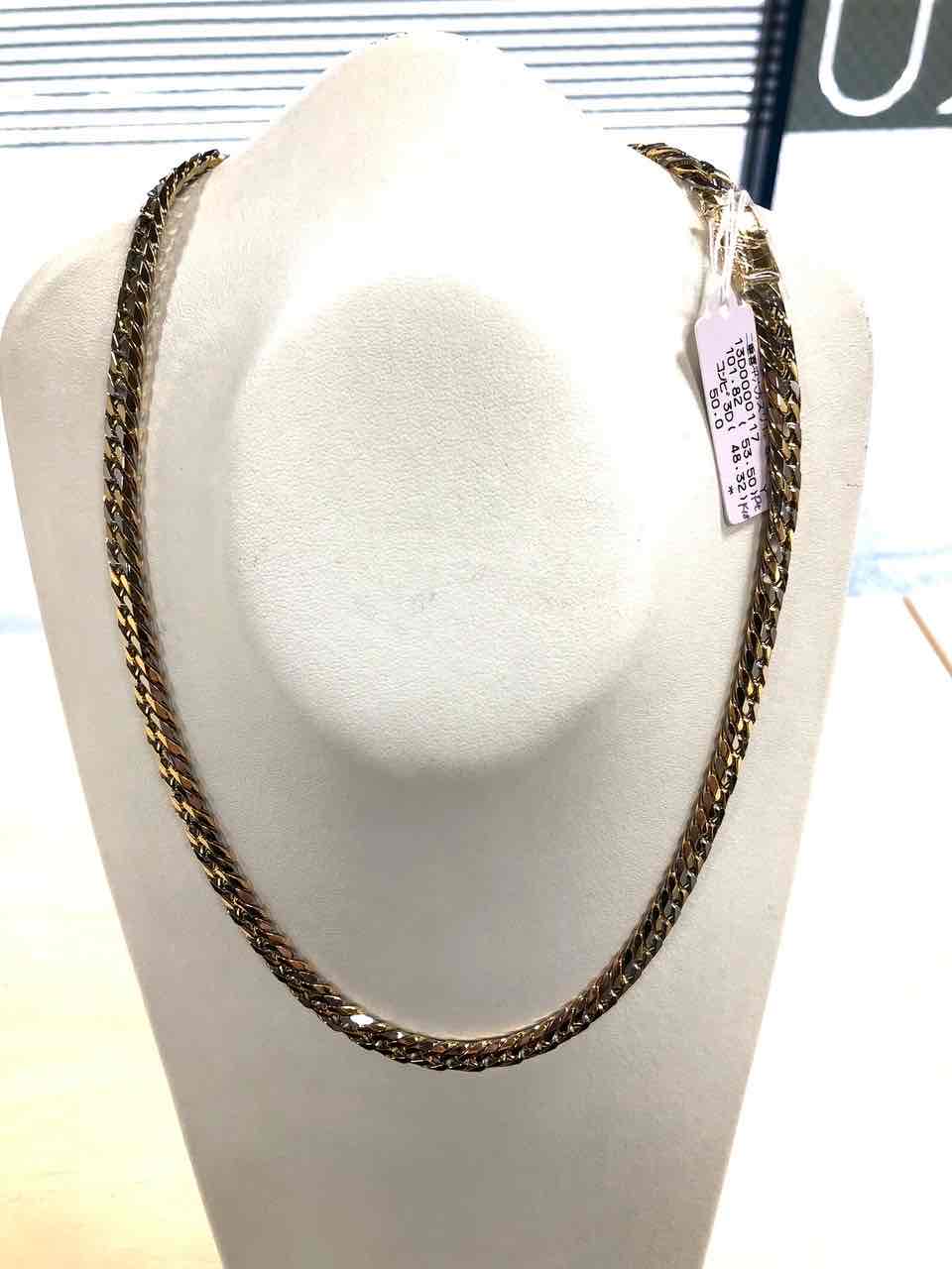 プラチナPT850/18金K18 コンビ 喜平ネックレス 6面カットダブル 100g