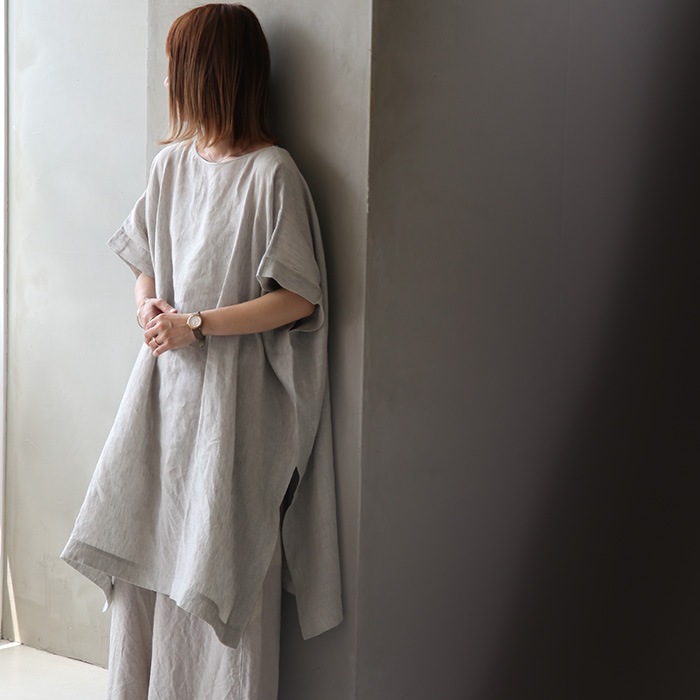 e221t193) / evam eva(エヴァムエヴァ) / linen poncho(リネンポンチョ