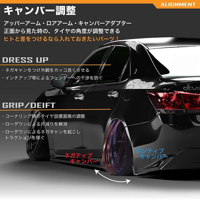 車検OK S14 S15 リア アーム 3点セット ポジ ネガ 調整式 ピロ