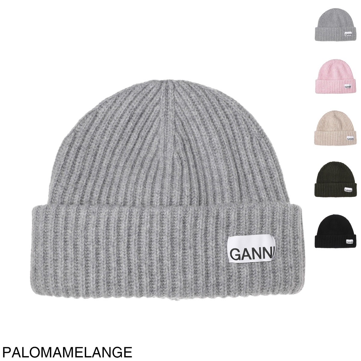 GANNI ガニー ニットキャップ/ビーニー/STRUCTURED RIB BEANIE