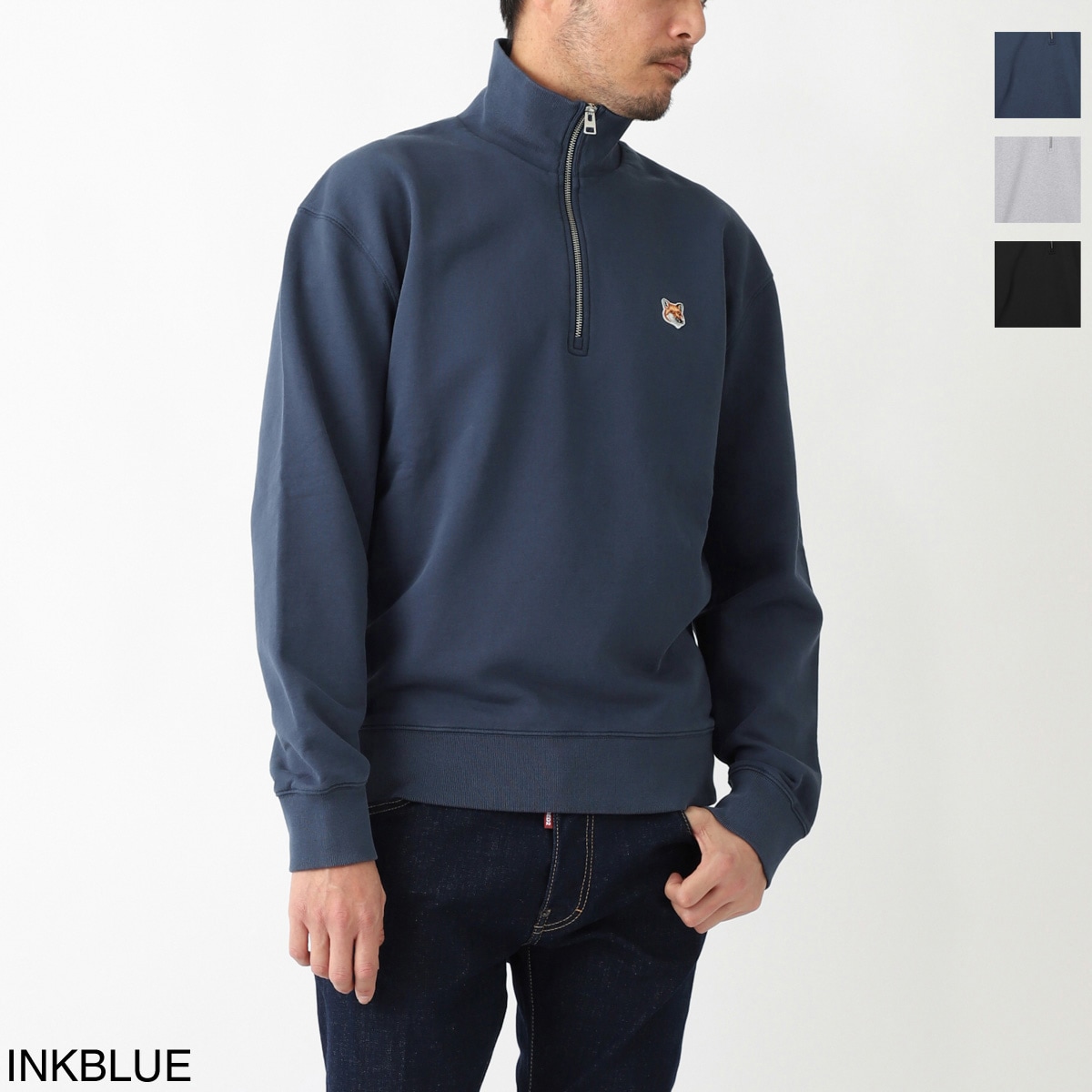 MAISON KITSUNE メゾンキツネ ハーフジップ スウェット/FOX HEAD PATCH