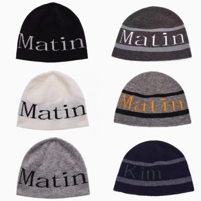 MATIN KIM ニットキャップ ビーニー LOGO JACQUARD SHORT BEANIE