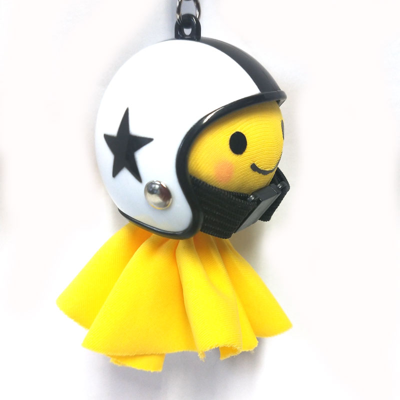 てるぼう＆ヘルメットキーホルダーセット『スター ホワイト』 雨 梅雨