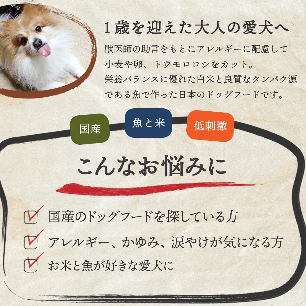 ネイティブドッグ 国産 低刺激 ドッグフード 6kg（3キロ×2袋） 送料