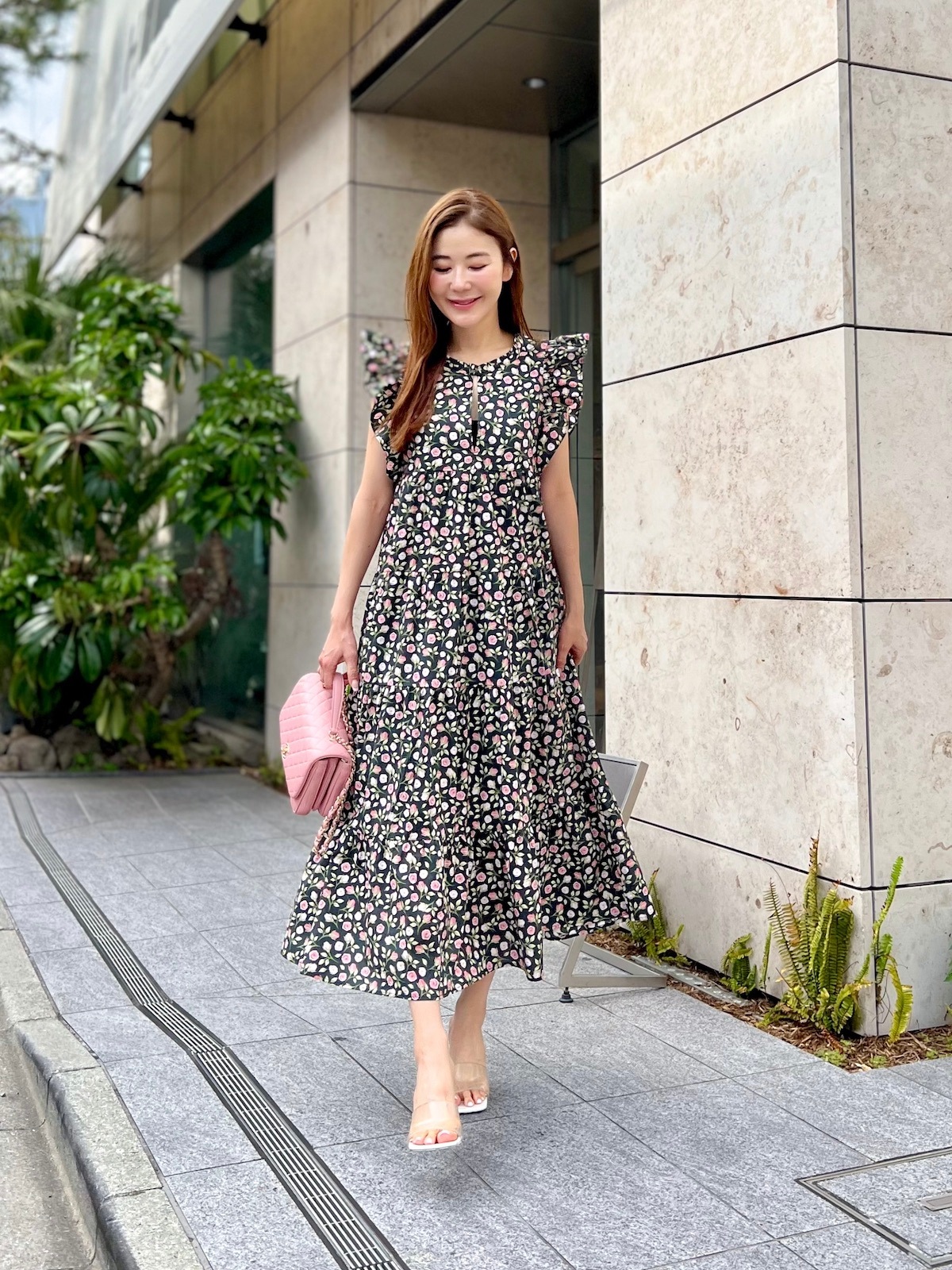 フラワーフリルワンピース/ブラック | DRESS | OBLI