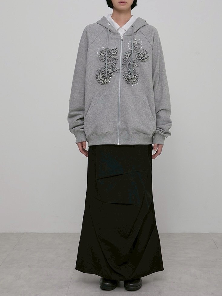 FLAREUP】Ruffle Zip Hoodie / 【フレアアップ】ラッフルジップアップ