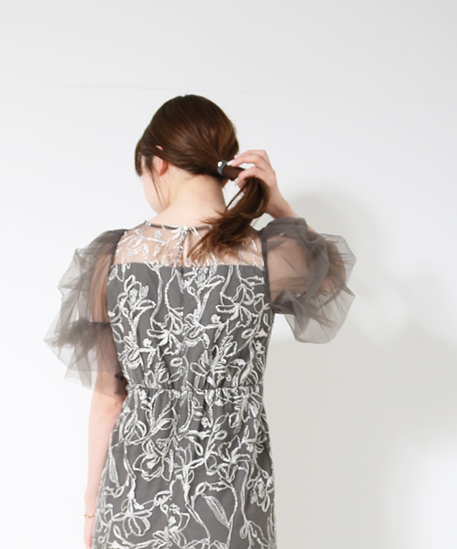 Fluffy sleeve pencil dress | ONEPIECE | ROOM903 online