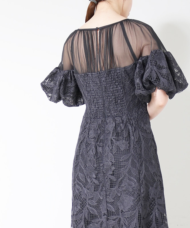 Cotton race souffle sleeve dress□ | DRESS,DRESS | ROOM903 online