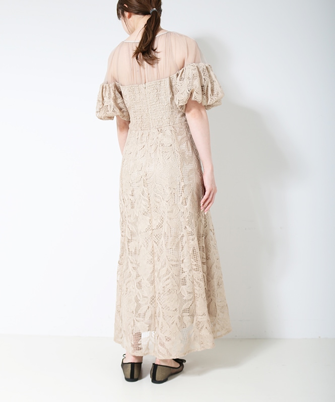 Cotton race souffle sleeve dress□ | DRESS,DRESS | ROOM903 online