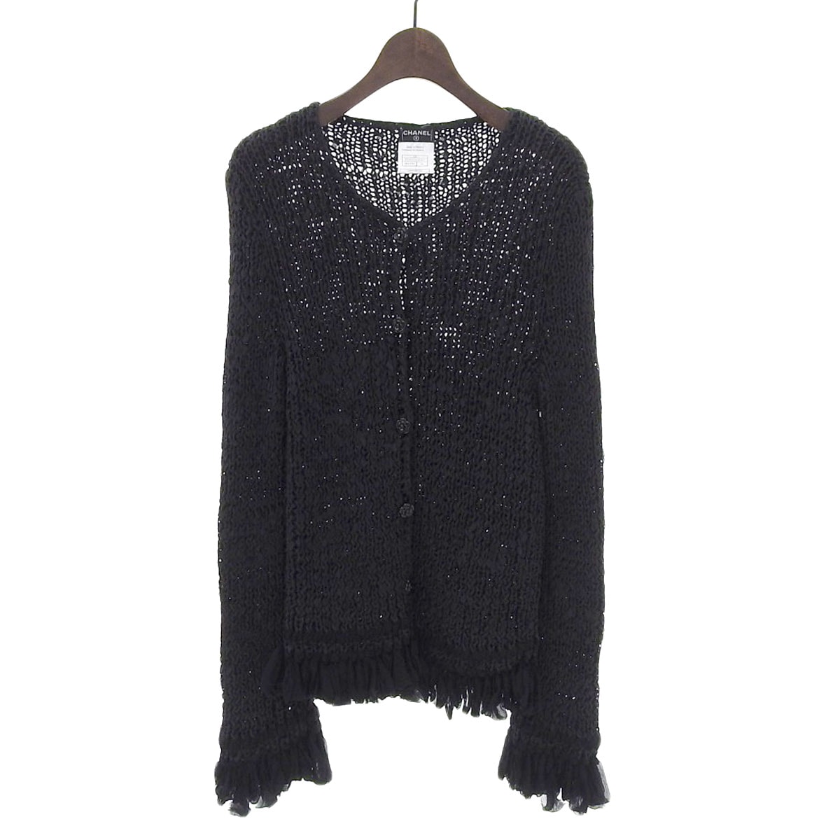 シャネル CHANEL ニット カーディガン ネイビー 38 レディース 02C