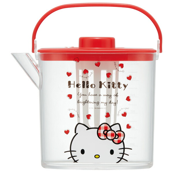 ティーバッグ用茶こし付 冷茶ポット[1.2L]○ハローキティ Red Heart