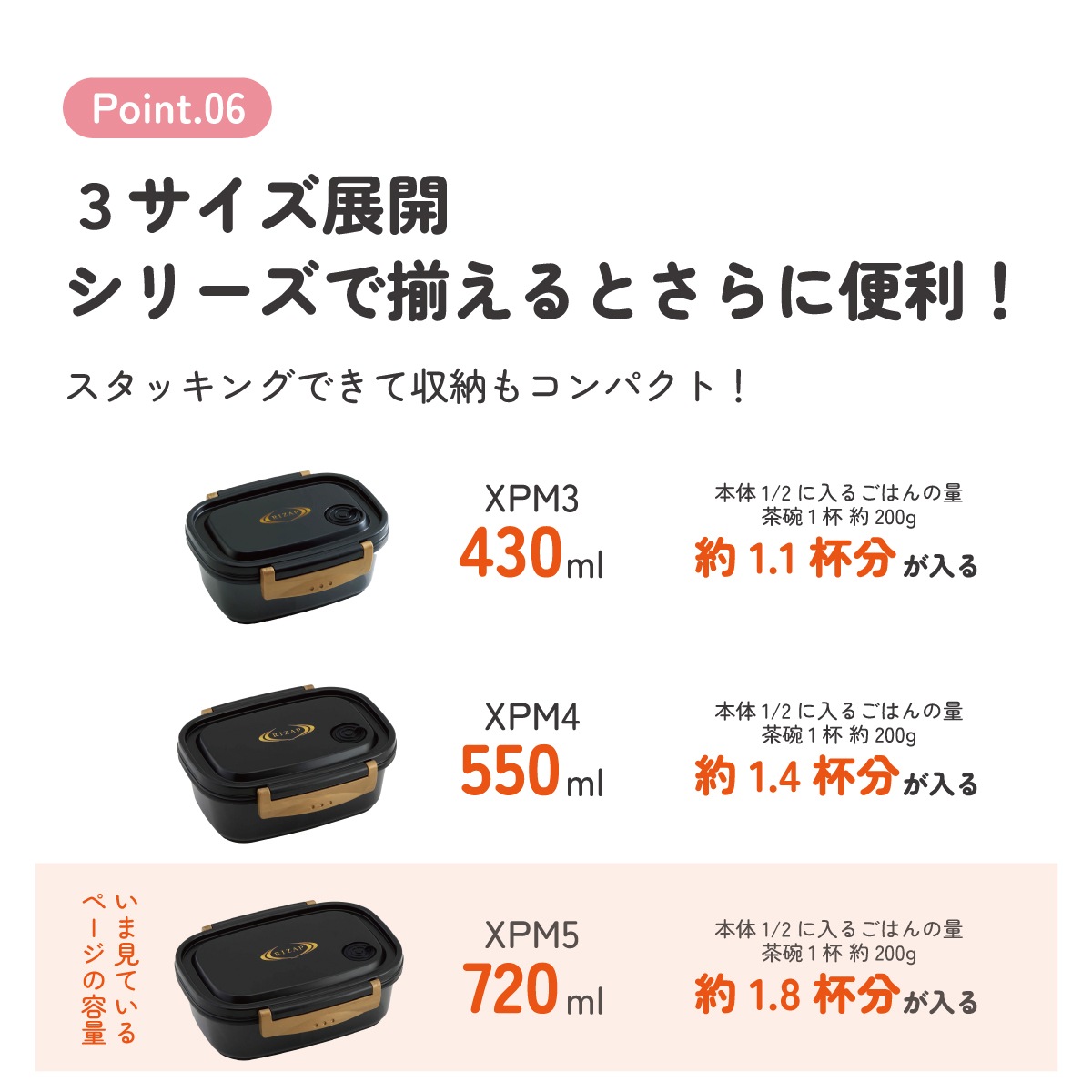 ラク軽弁当箱(L) 1段/720mlRIZAP／XPM5_4973307571695