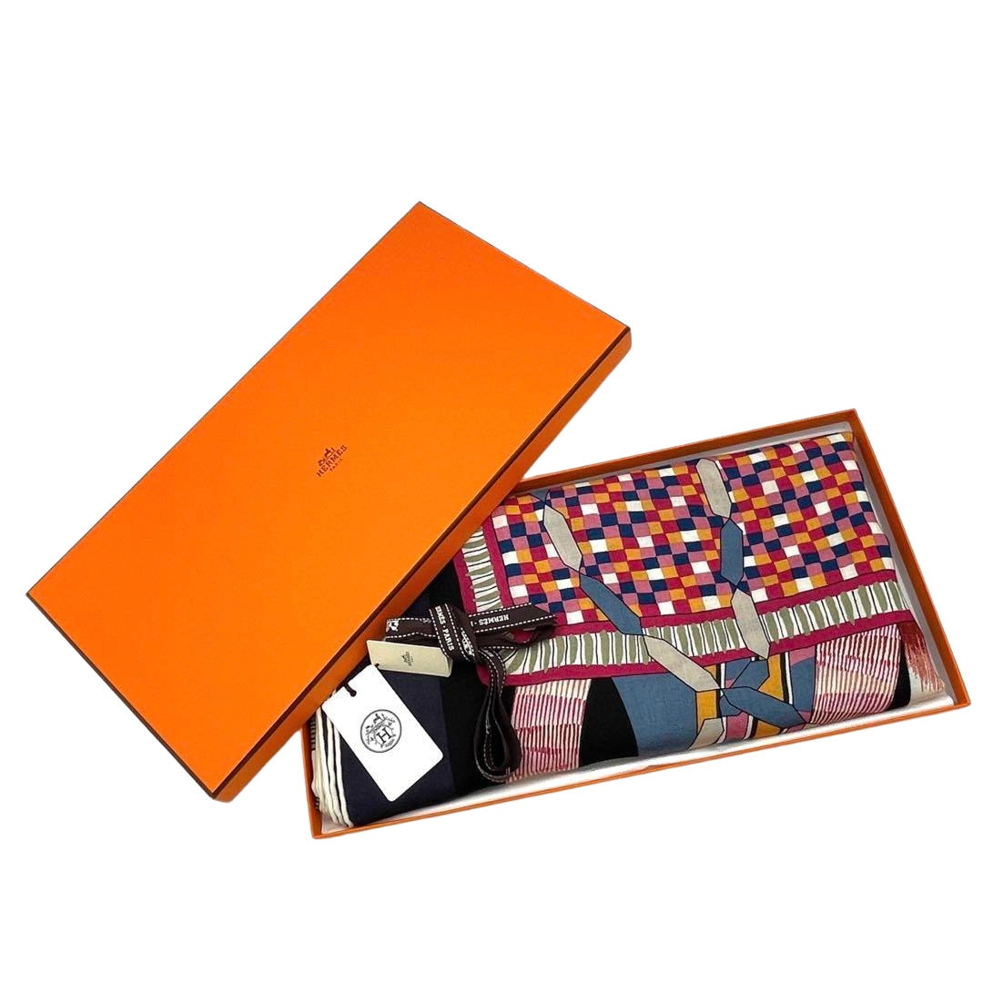 HERMES エルメス ショール カレジェアン140 『空想の鞍』 カシミア
