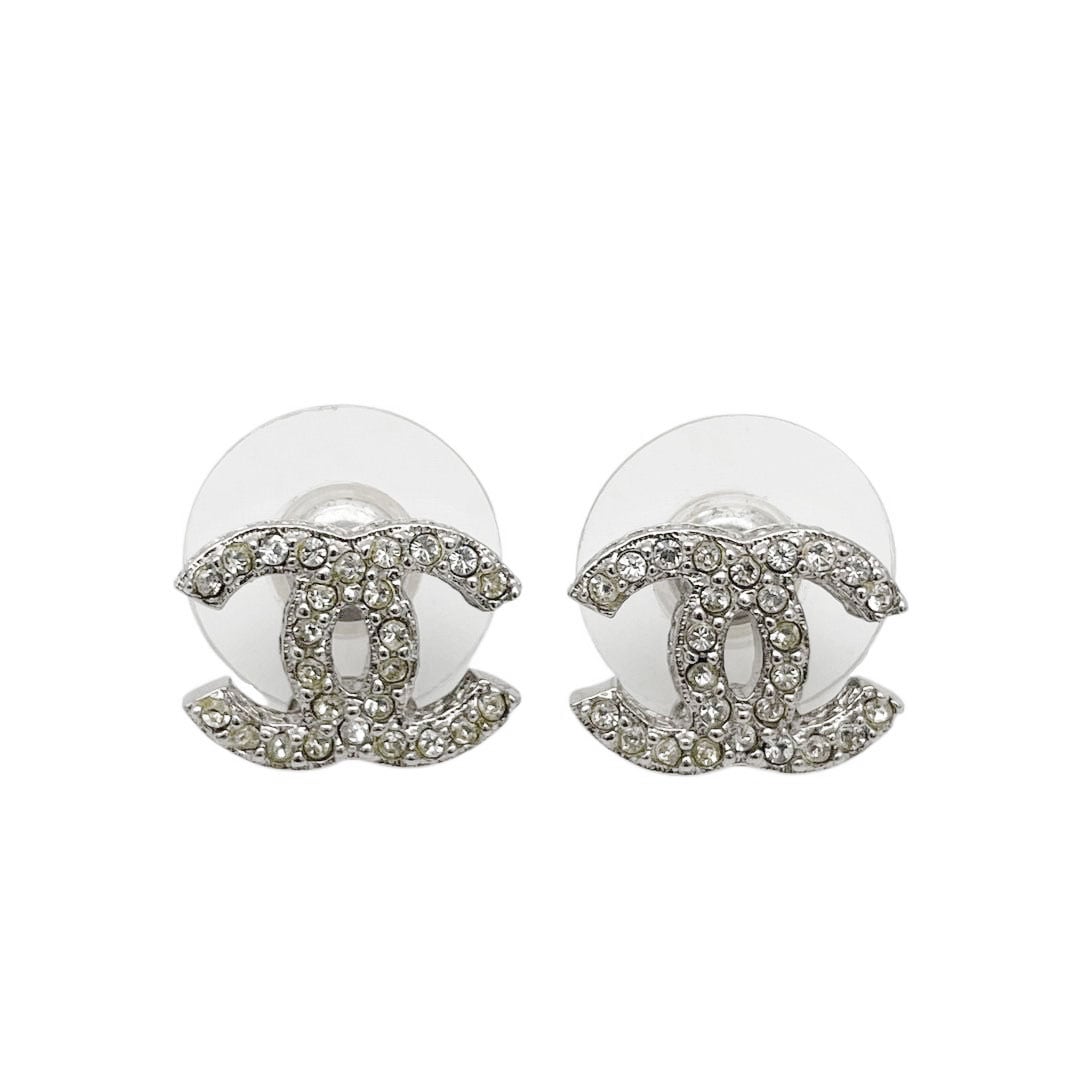 CHANEL シャネル ピアス ココマーク ラインストーン F16V シルバー