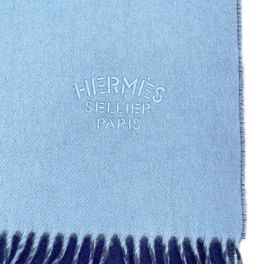 HERMES エルメス ショール ストール ダブルフェイス ロゴ刺繍 無地