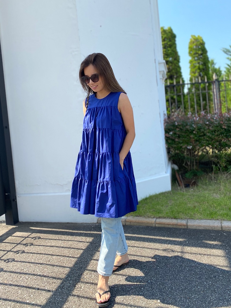 小柄さんならワンピース使いもOK ノースリーブティアードチュニック