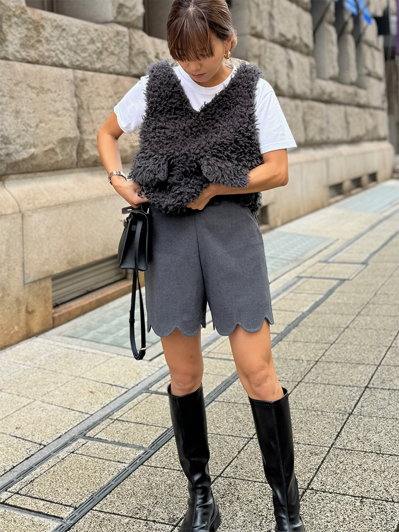 小柄Sサイズ女性のための スカラップショートパンツ | ボトムス | ST