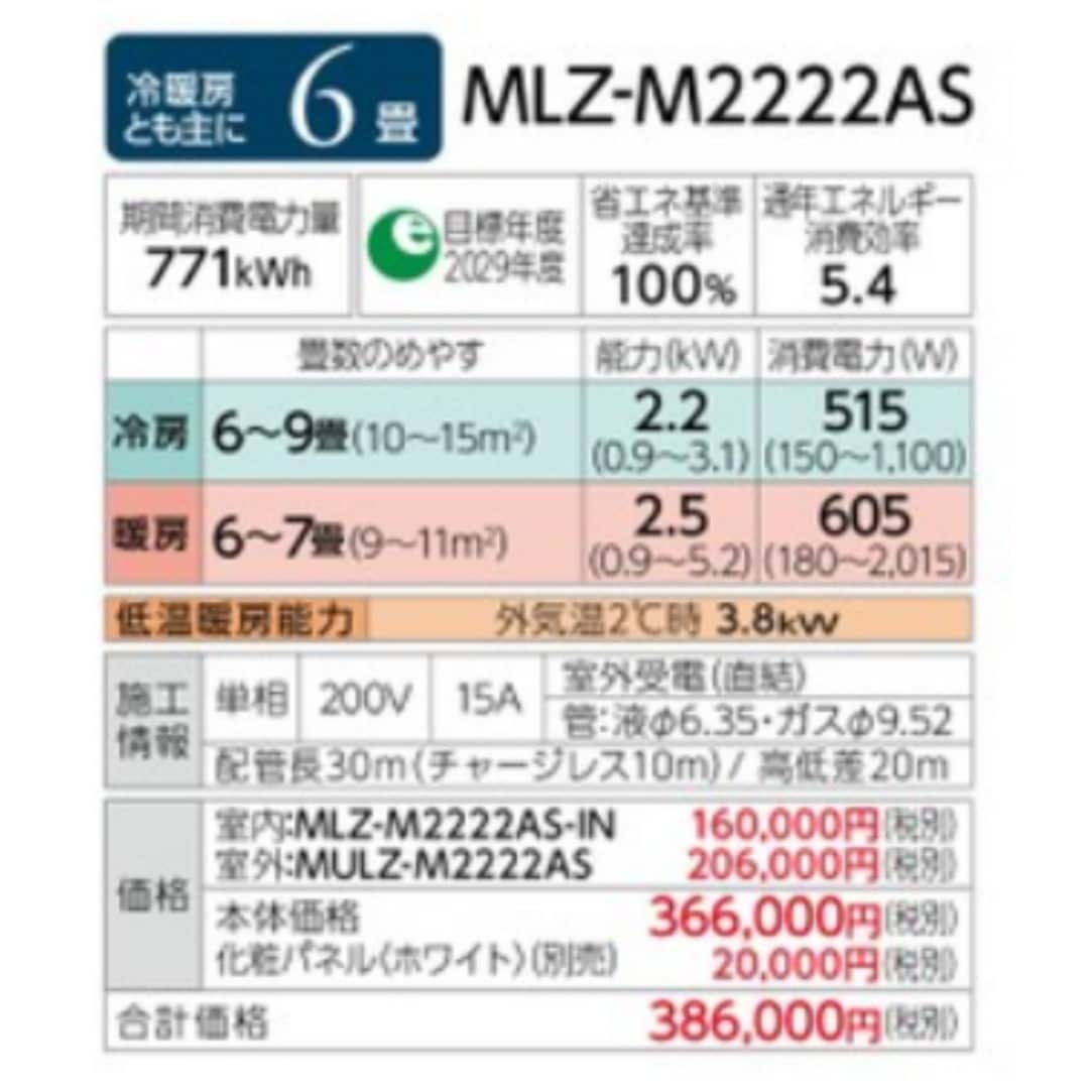 MLZ-M2222AS-W 三菱電機 ハウジングエアコン 天井カセット 霧ヶ峰 M