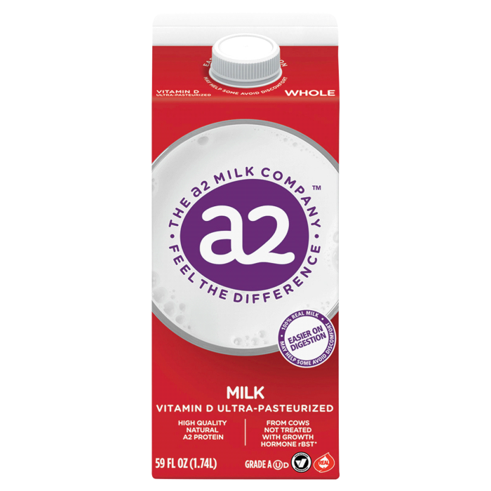 a2 Milk, Whole Milk, 59 fl. oz. | Fruitful Yield
