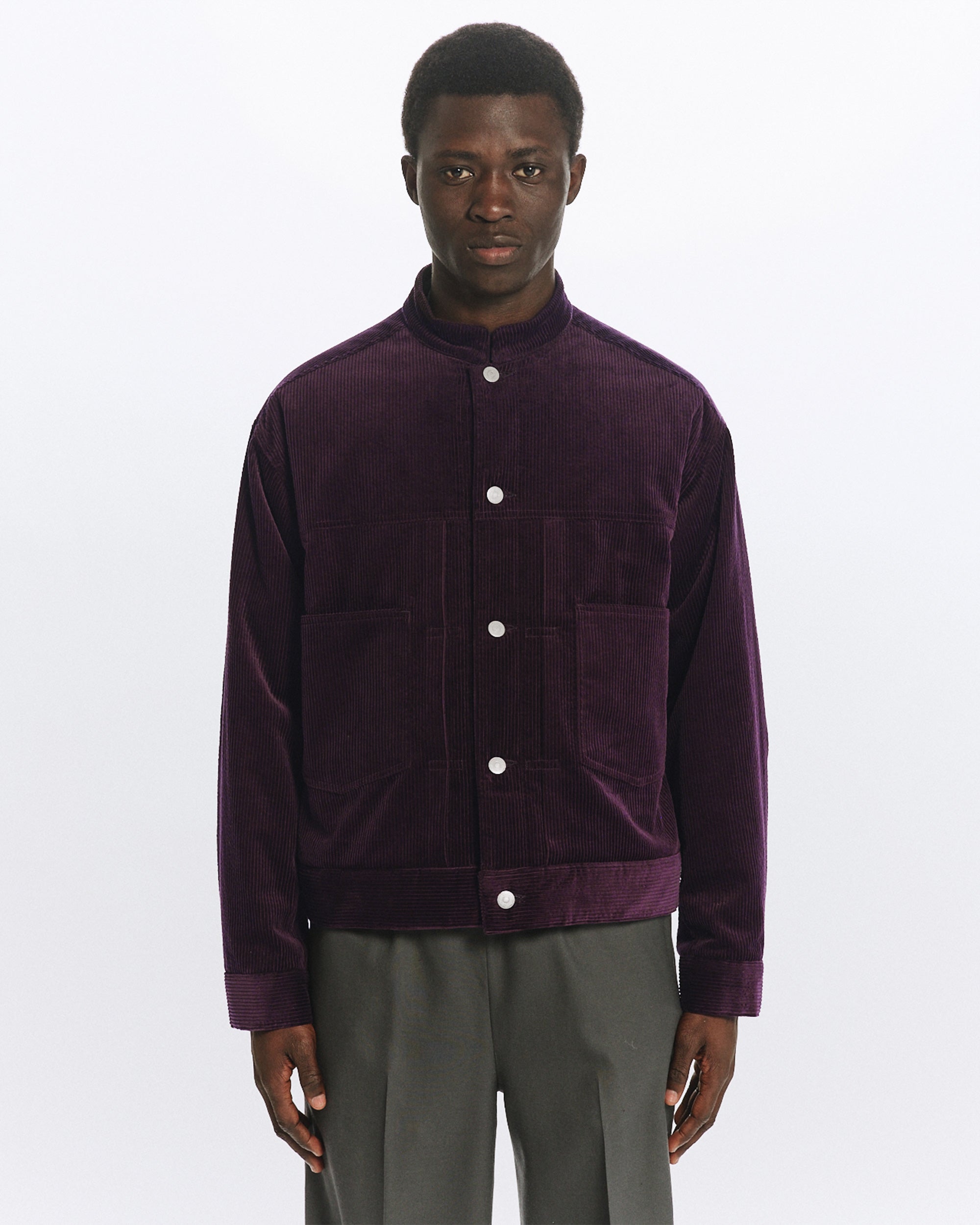 ORGANIC COTTON 6-WALE CORDUROY PUFFED MANDARIN COLLAR WORK JACKET