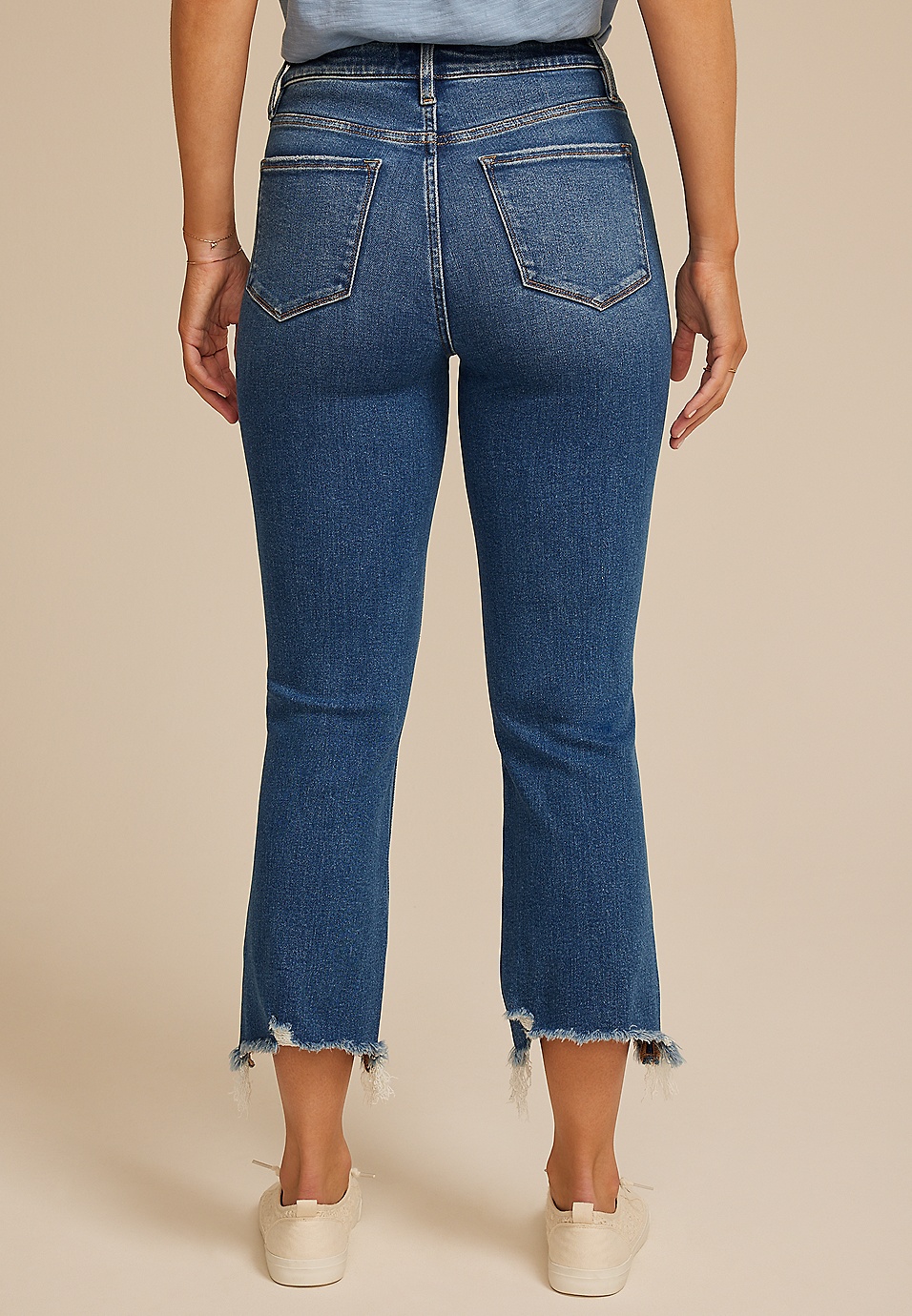 Flying Monkey™ Dark High Rise Fray Hem Kick Flare Jean | maurices