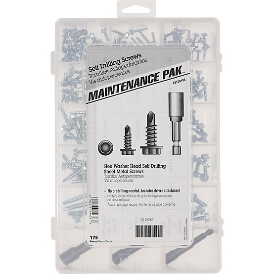Hillman Hex Head Self-Drilling Sheet Metal Screws Kit, 199-Pack at