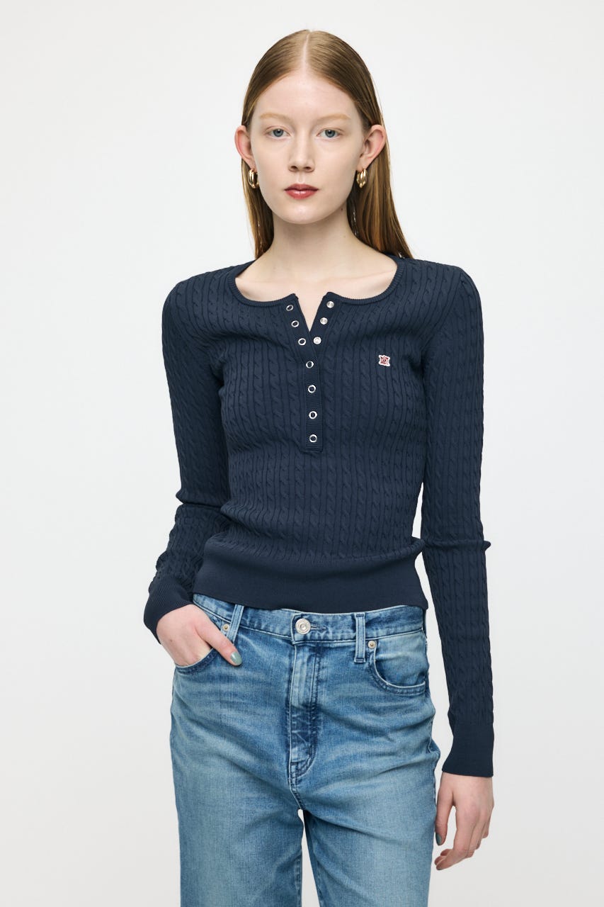 MOUSSY | HENRY NECK CABLE KNIT トップス (ニット ) |SHEL'TTER WEBSTORE