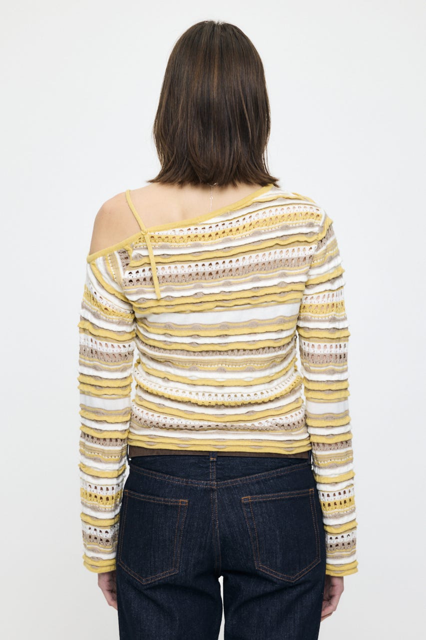 MOUSSY | RANDOM STRIPE OFF SHOULDER トップス (ニット ) |SHEL'TTER