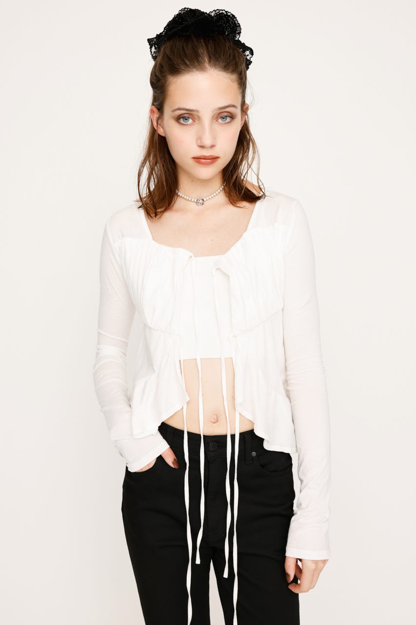 SLY | SQUARE NECK RIBBON トップス (カーディガン ) |SHEL'TTER WEBSTORE