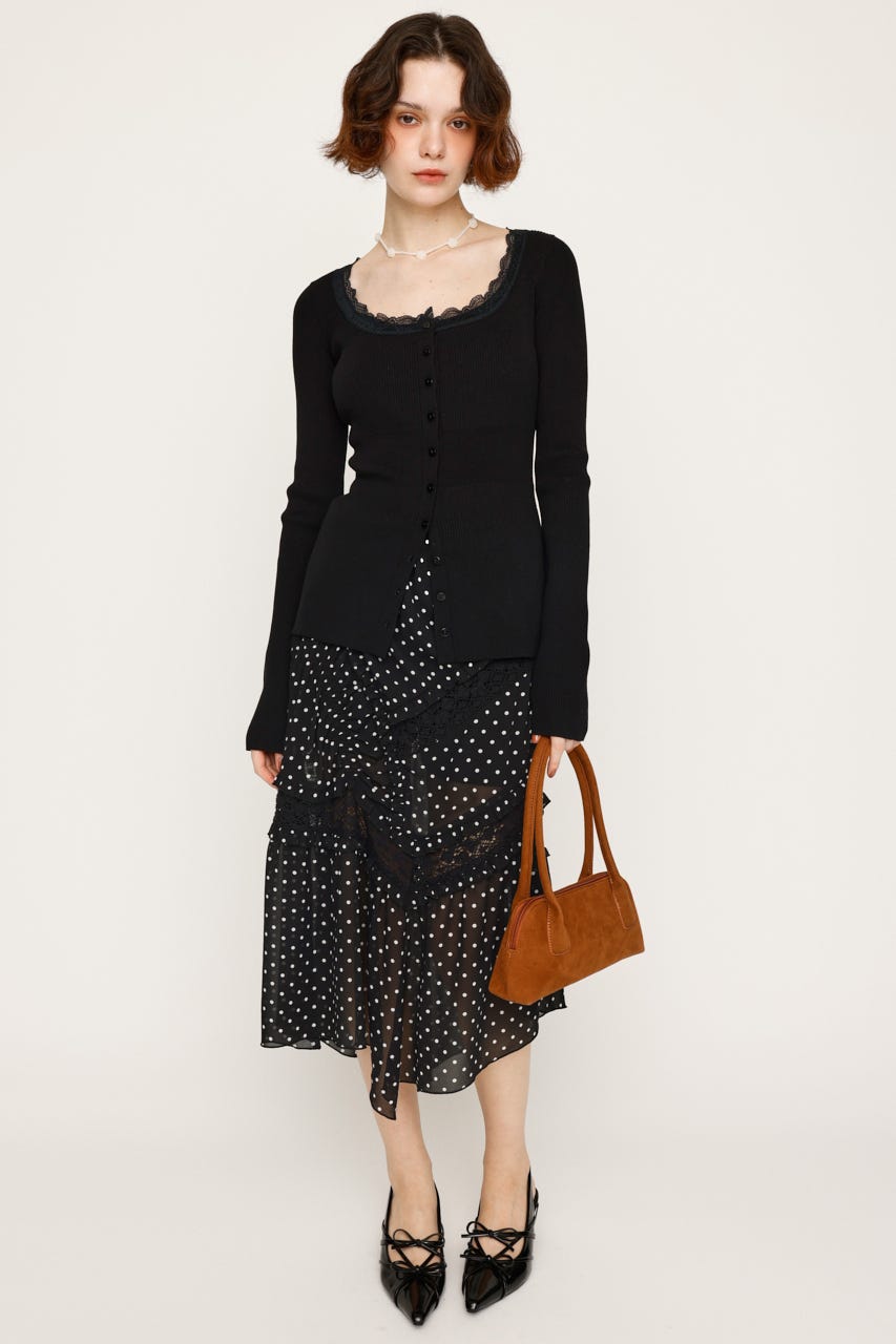 SLY | LACE DOCKING FRONT BUTTON トップス (ニット ) |SHEL'TTER WEBSTORE