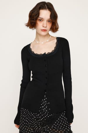 SLY | LACE DOCKING FRONT BUTTON トップス (ニット ) |SHEL'TTER WEBSTORE